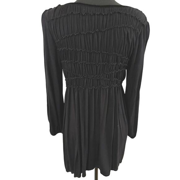 Studio M - Smocked Babydoll Tunic Blouse Black - Extra Large - Picture 5 of 9